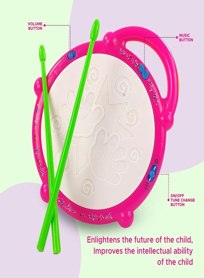 mQFIT Flash Drum for Kids - Musical Drum Toy with Stick Set/ Light & Musical Sound Effects for Babies - Image 3